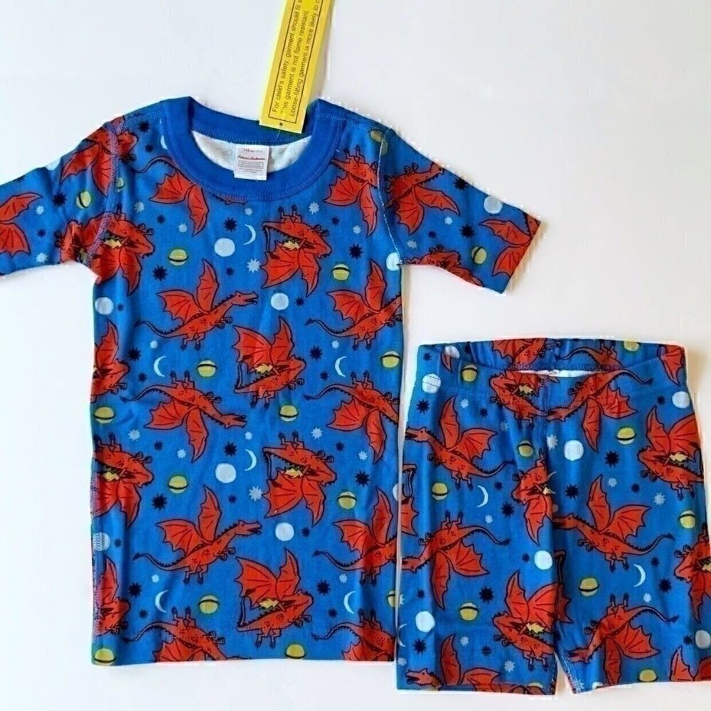 NWT Hanna Andersson Space Dragons Boys Short John Pajama Set 2T 3T